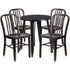 Commercial Grade 24" Round Metal Indoor-Outdoor Table Set with 4 Vertical Slat Back Chairs