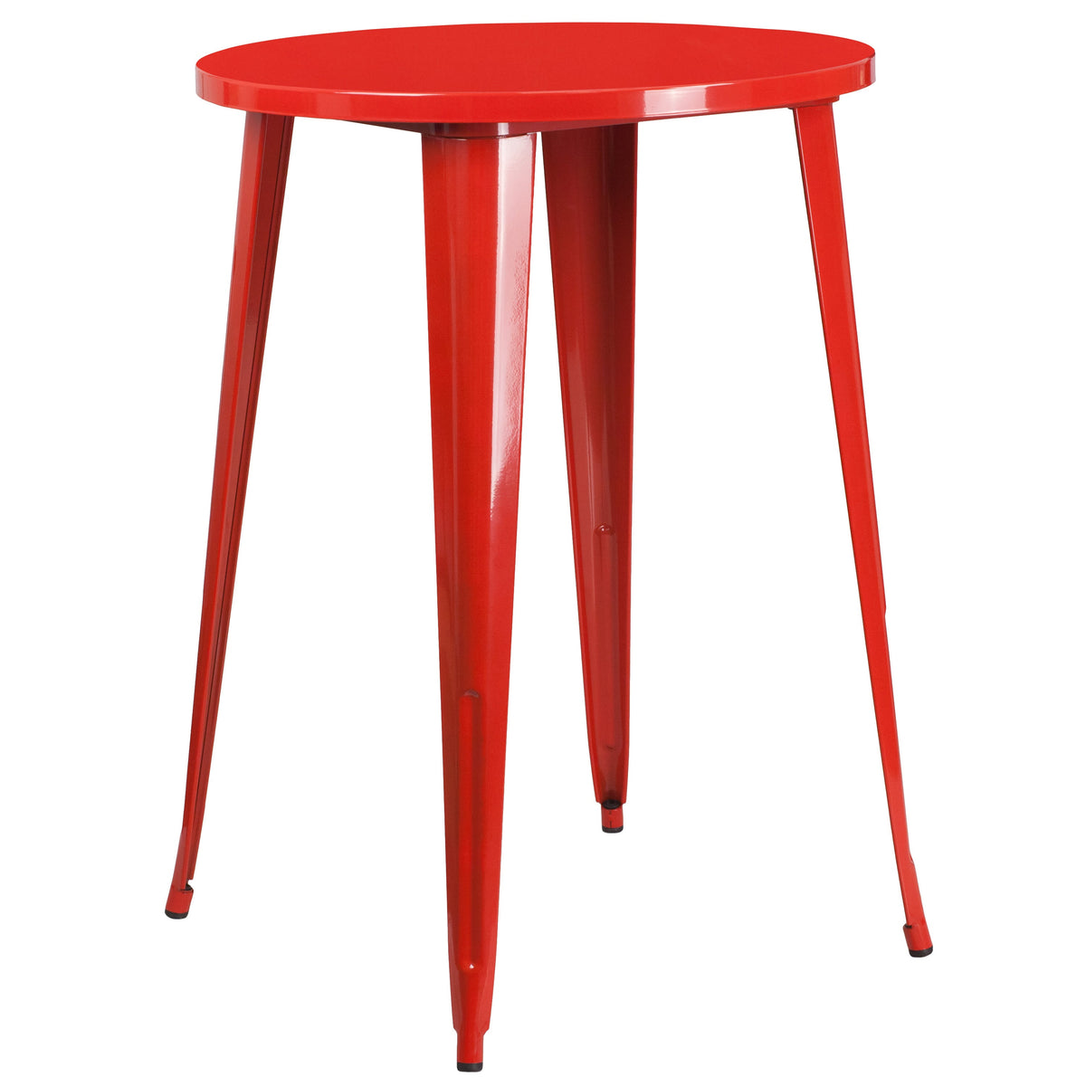 Red |#| 30inch Round Red Metal Indoor-Outdoor Bar Table Set with 2 Cafe Stools