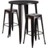 Commercial Grade 30" Round Metal Indoor-Outdoor Bar Table Set with 2 Square Seat Backless Stools