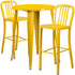 Commercial Grade 30" Round Metal Indoor-Outdoor Bar Table Set with 2 Vertical Slat Back Stools