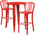 Commercial Grade 30" Round Metal Indoor-Outdoor Bar Table Set with 2 Vertical Slat Back Stools