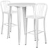 Commercial Grade 30" Round Metal Indoor-Outdoor Bar Table Set with 2 Vertical Slat Back Stools