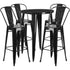 Commercial Grade 30" Round Metal Indoor-Outdoor Bar Table Set with 4 Cafe Stools