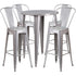 Commercial Grade 30" Round Metal Indoor-Outdoor Bar Table Set with 4 Cafe Stools