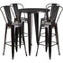 Commercial Grade 30" Round Metal Indoor-Outdoor Bar Table Set with 4 Cafe Stools