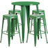 Commercial Grade 30" Round Metal Indoor-Outdoor Bar Table Set with 4 Square Seat Backless Stools