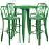 Commercial Grade 30" Round Metal Indoor-Outdoor Bar Table Set with 4 Vertical Slat Back Stools