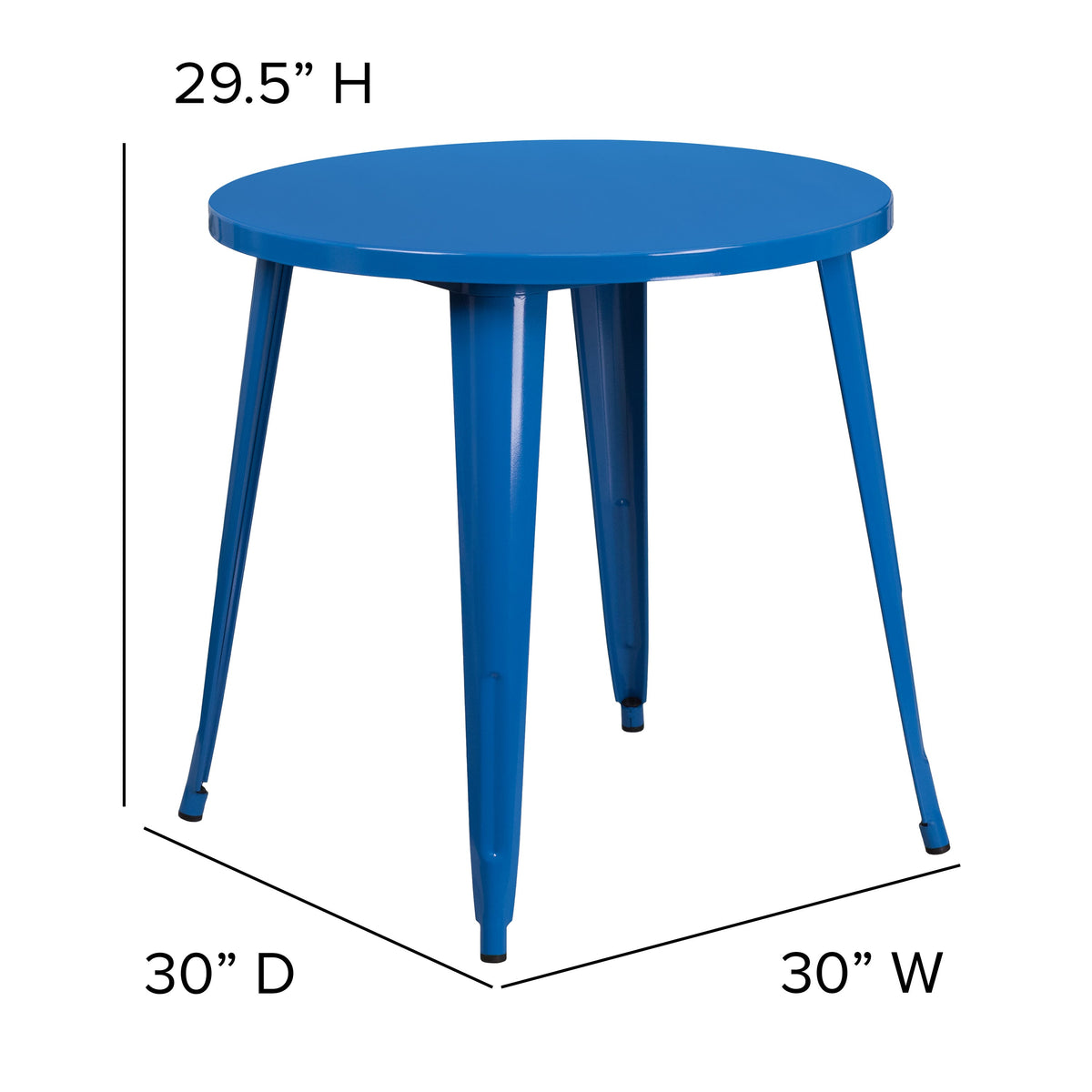 Blue |#| 30inch Round Blue Metal Indoor-Outdoor Table - Restaurant Furniture