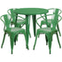 Commercial Grade 30" Round Metal Indoor-Outdoor Table Set with 4 Arm Chairs