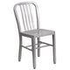 Silver |#| 30inch Round Silver Metal Indoor-Outdoor Table Set with 4 Vertical Slat Back Chairs