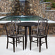 Black-Antique Gold |#| 30inch Round Black-Gold Metal Indoor-Outdoor Table Set with 4 Slat Back Chairs