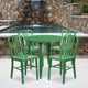 Green |#| 30inch Round Green Metal Indoor-Outdoor Table Set with 4 Vertical Slat Back Chairs