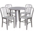 Commercial Grade 30" Round Metal Indoor-Outdoor Table Set with 4 Vertical Slat Back Chairs