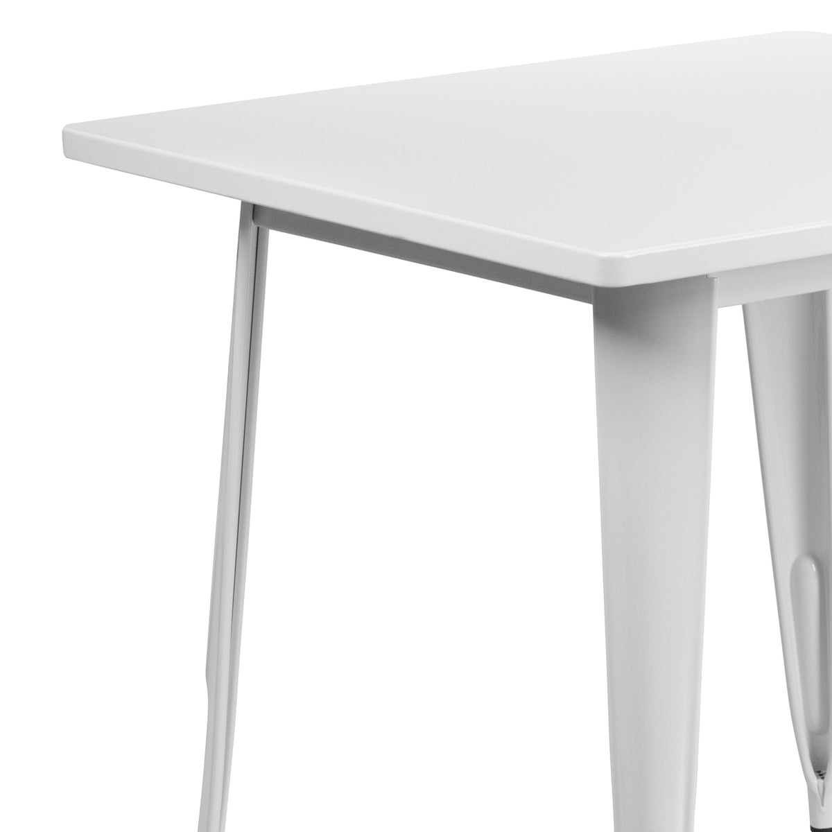 White |#| 31.5inch Square White Metal Indoor-Outdoor Table - Hospitality Furniture