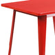 Red |#| 31.5inch Square Red Metal Indoor-Outdoor Table - Hospitality Furniture