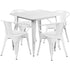 Commercial Grade 31.5" Square Metal Indoor-Outdoor Table Set with 4 Arm Chairs