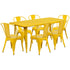 Commercial Grade 31.5" x 63" Rectangular Metal Indoor-Outdoor Table Set with 6 Stack Chairs