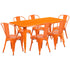 Commercial Grade 31.5" x 63" Rectangular Metal Indoor-Outdoor Table Set with 6 Stack Chairs