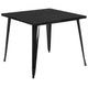 Black |#| 35.5inch Square Black Metal Indoor-Outdoor Table - Industrial Table