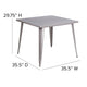 Silver |#| 35.5inch Square Silver Metal Indoor-Outdoor Table - Industrial Table