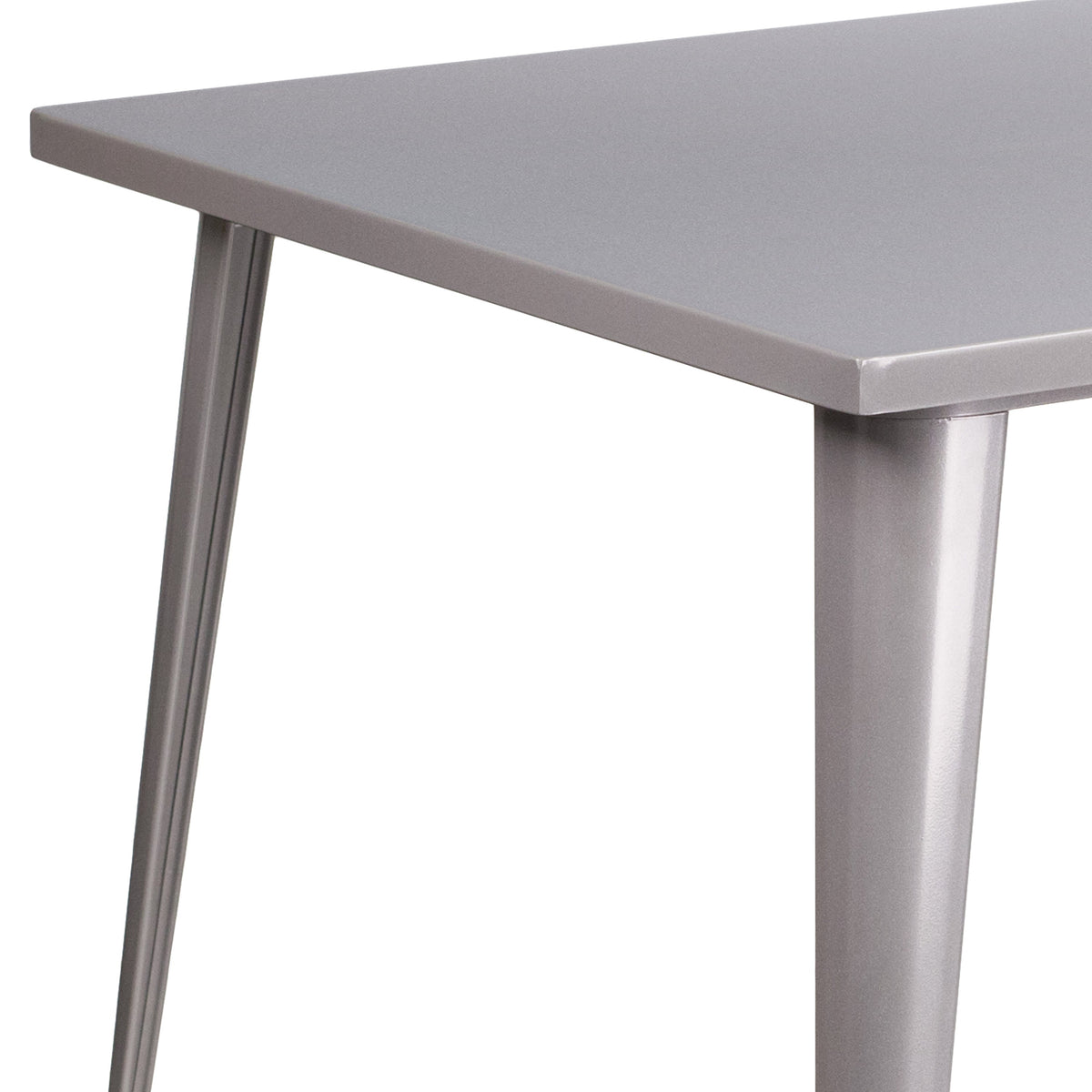 Silver |#| 35.5inch Square Silver Metal Indoor-Outdoor Table - Industrial Table