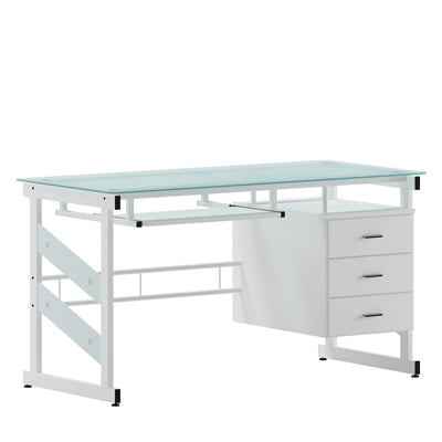 Computer Desk with Three Drawer Pedestal - View 1