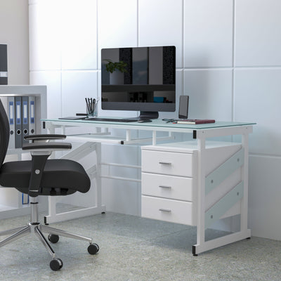 Computer Desk with Three Drawer Pedestal - View 2