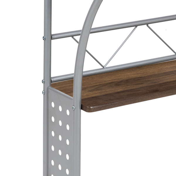 Rustic Walnut |#| Rustic Walnut Computer Desk with Top and Lower Storage Shelves
