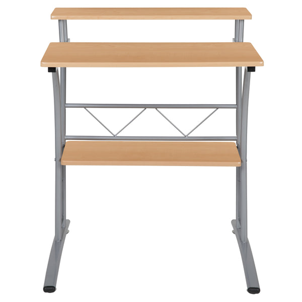Maple |#| Maple Computer Desk with Top and Lower Storage Shelves