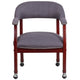 Gray Fabric |#| Gray Fabric Luxurious Conference Chair with Accent Nail Trim and Casters