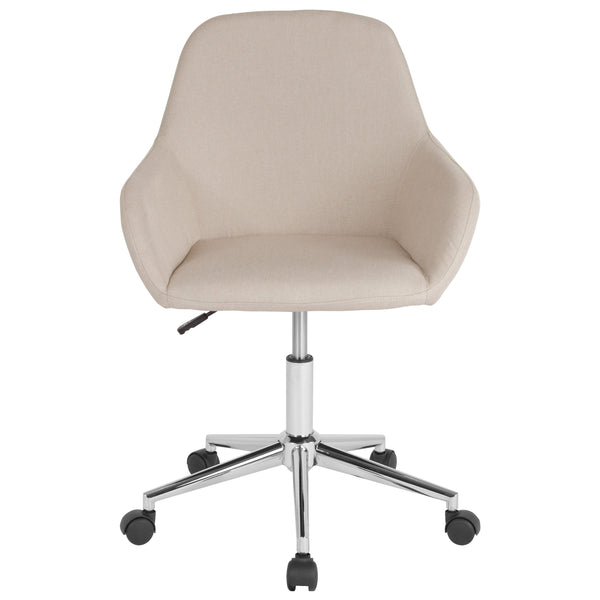 Beige Fabric |#| Home & Office Mid-Back Chair in Beige Fabric - Upholstered Chair - Swivel Chair