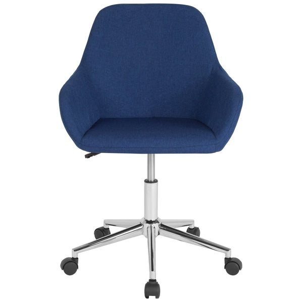 Blue Fabric |#| Home & Office Mid-Back Chair in Blue Fabric - Upholstered Chair - Swivel Chair