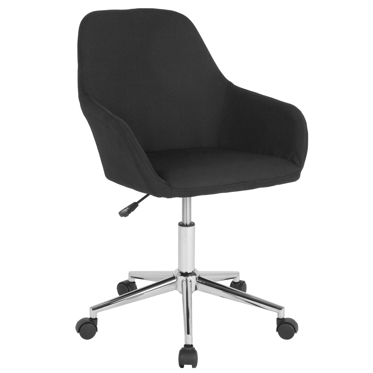 Black Fabric |#| Home & Office Mid-Back Chair in Black Fabric - Upholstered Chair - Swivel Chair