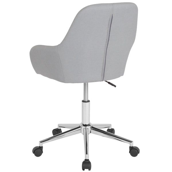 Light Gray Fabric |#| Home & Office Light Gray Fabric upholstered Mid-Back Swivel Chair