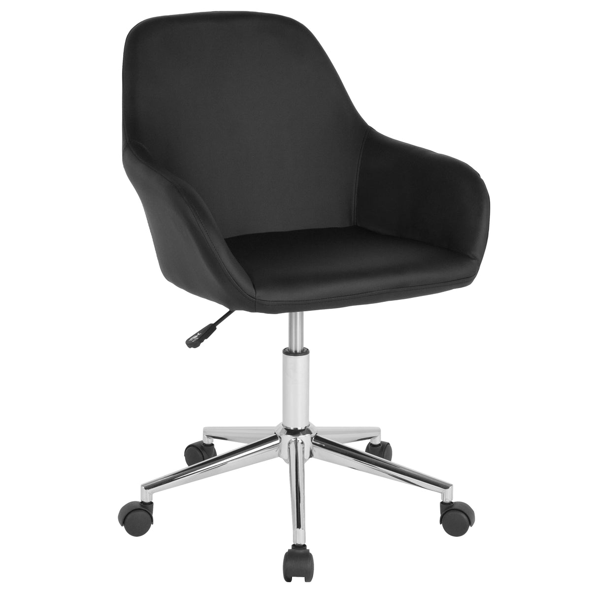 Black LeatherSoft |#| Home & Office Mid-Back Black LeatherSoft Upholstered Swivel Chair