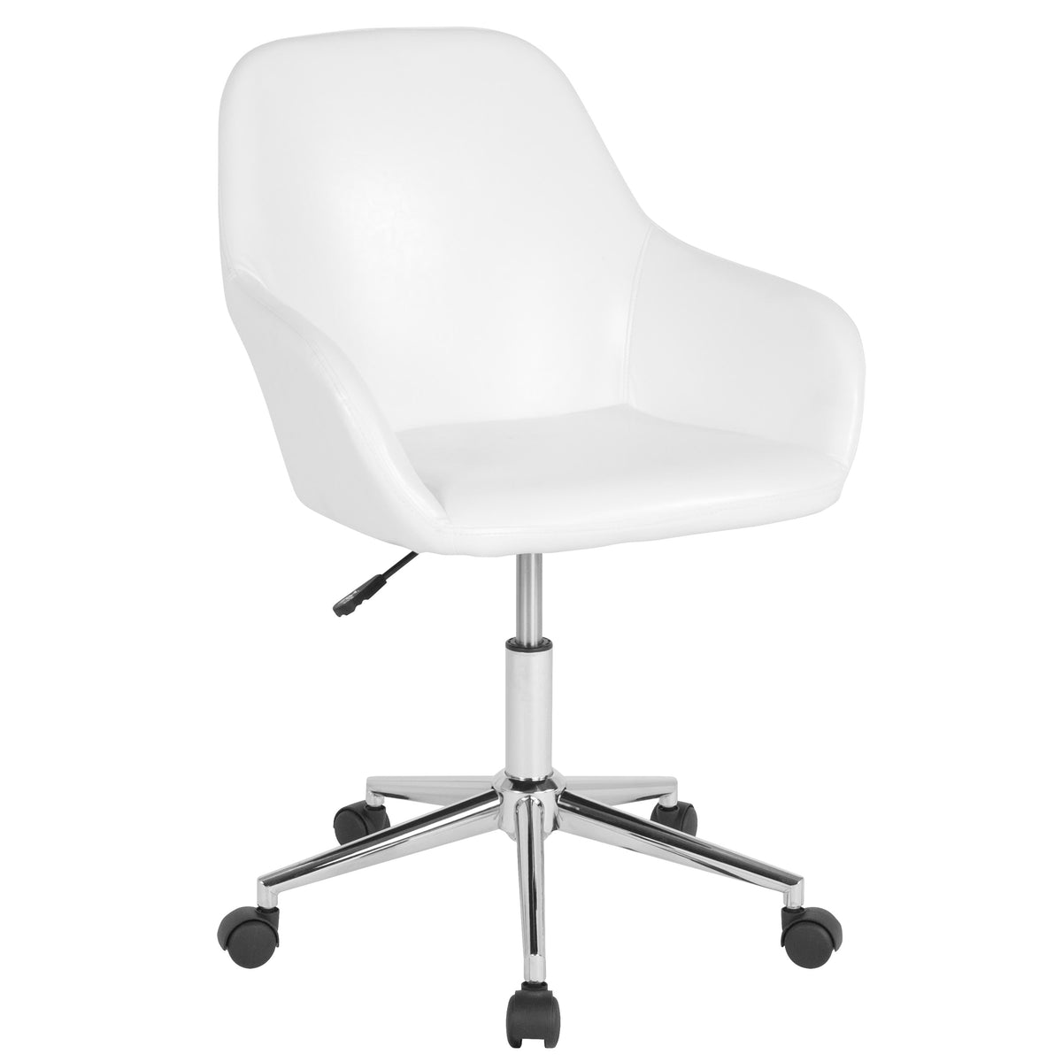 White LeatherSoft |#| Home & Office Mid-Back White LeatherSoft Upholstered Swivel Chair