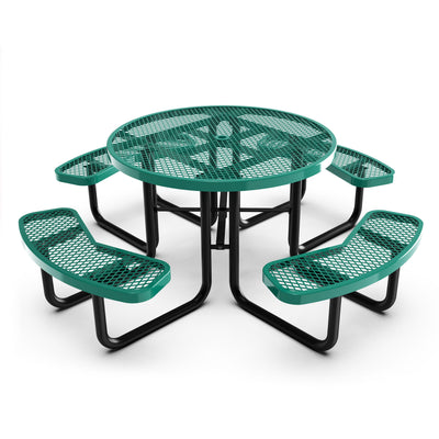 Creekside Outdoor Picnic Table with Commercial Grade Heavy Gauge Expanded Metal Mesh Top and Seats and Steel Frame - View 1