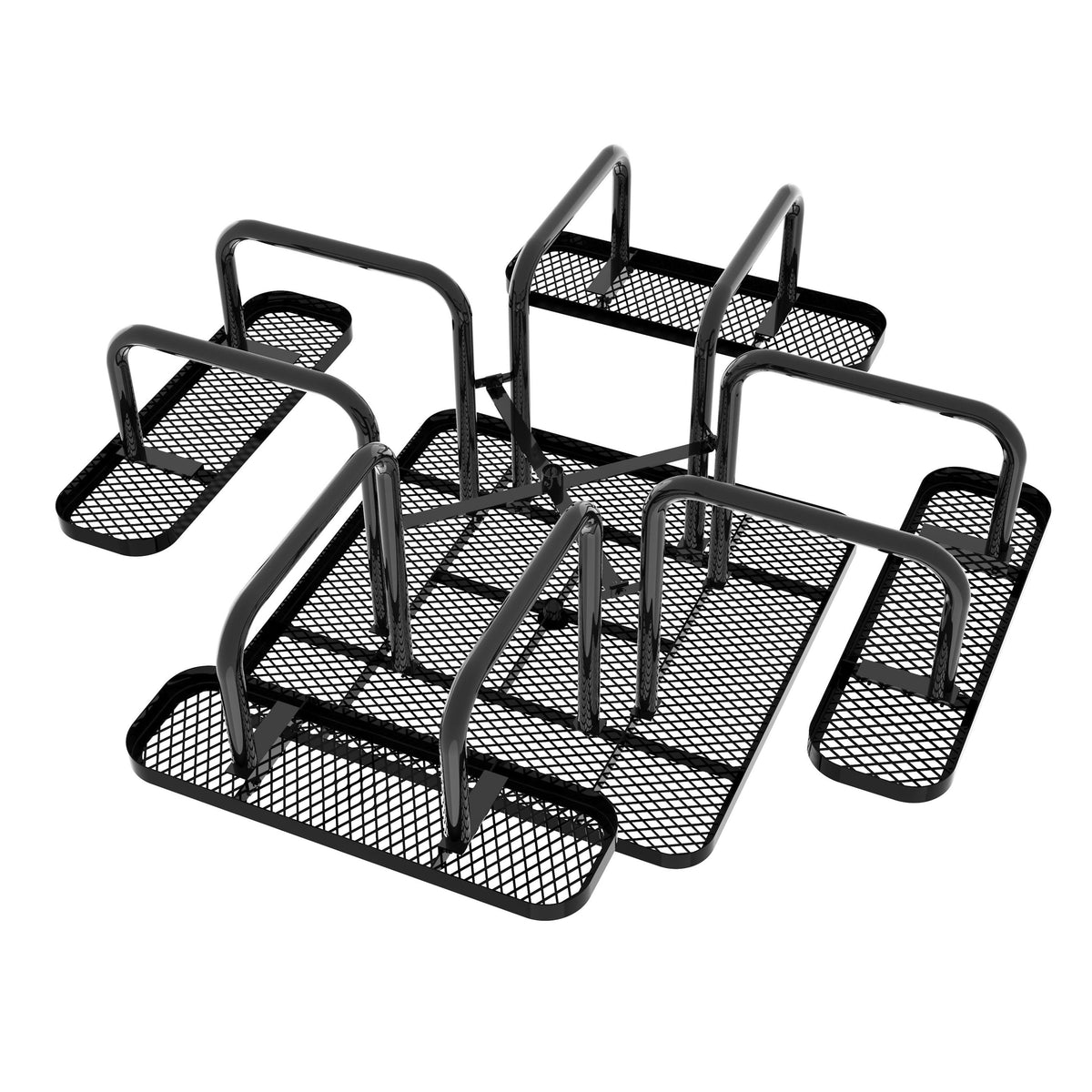 Black |#| Commercial Grade 46 Inch Square Expanded Mesh Metal Outdoor Picnic Table - Black