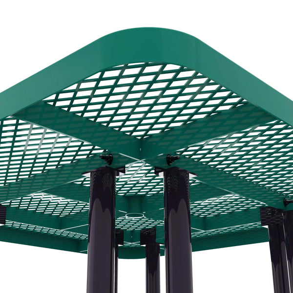 Green |#| Commercial Grade 46 Inch Square Expanded Mesh Metal Outdoor Picnic Table - Green