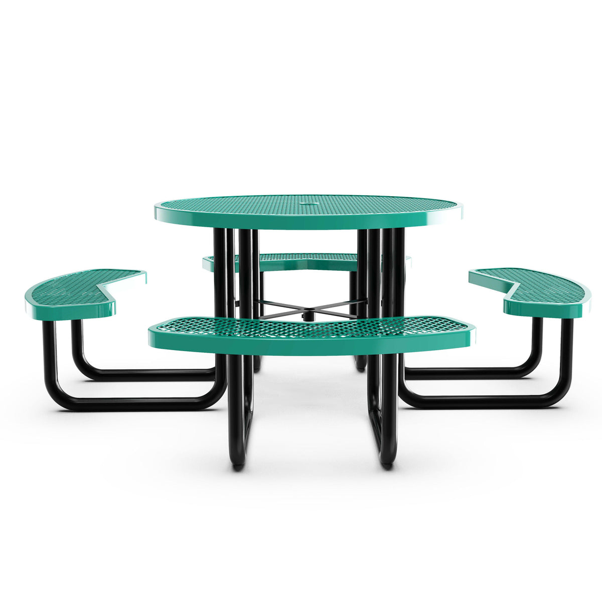 Green |#| Commercial Grade 46 Inch Round Expanded Mesh Metal Outdoor Picnic Table - Green
