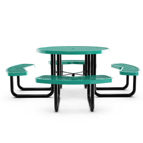 Green |#| Commercial Grade 46 Inch Round Expanded Mesh Metal Outdoor Picnic Table - Green