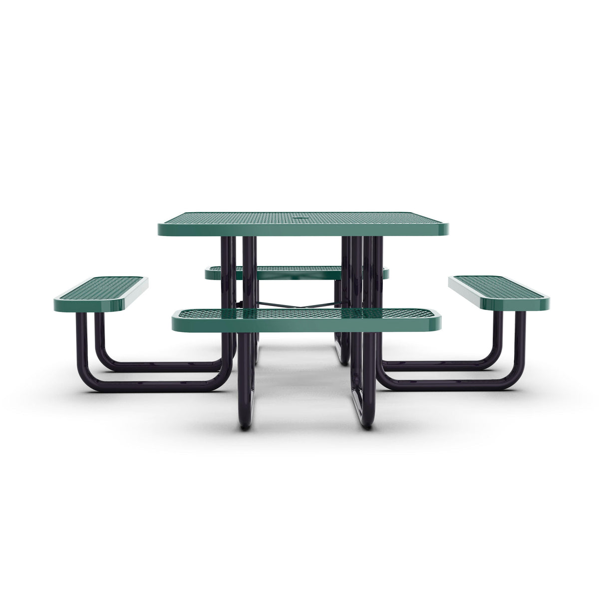 Green |#| Commercial Grade 46 Inch Square Expanded Mesh Metal Outdoor Picnic Table - Green