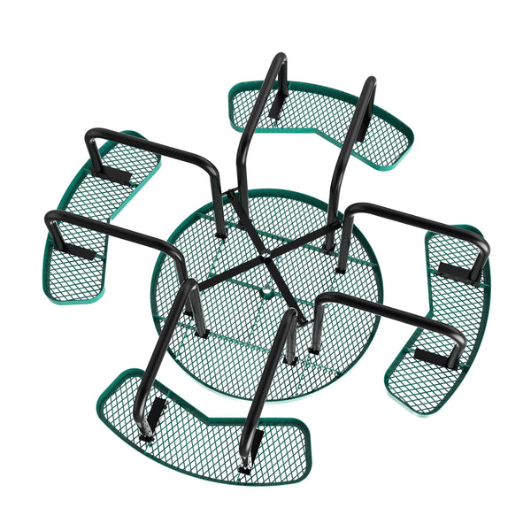 Green |#| Commercial Grade 46 Inch Round Expanded Mesh Metal Outdoor Picnic Table - Green