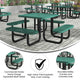 Green |#| Commercial 46 Inch Square Expanded Mesh Metal Picnic Table with Anchors - Green