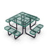 Creekside Outdoor Picnic Table with Commercial Heavy Gauge Expanded Metal Mesh Seats and Top with Umbrella Hole, Steel Frame, Ground Anchors