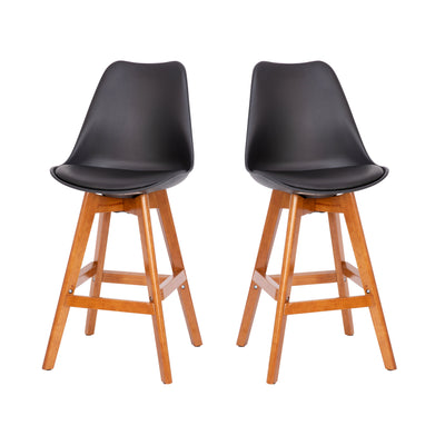 Dana Set of 2 Commercial Grade Modern Counter Stools with Cushioned Seat and Wooden Frame - View 1