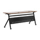 Walnut Top/Black Frame |#| Commercial Nesting Flip Training Table with Steel Frame and Y-Legs in Walnut/Blk