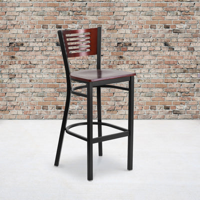 Decorative Slat Back Metal Restaurant Barstool