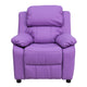 Lavender Vinyl |#| Deluxe Padded Contemporary Lavender Vinyl Kids Recliner with Storage Arms