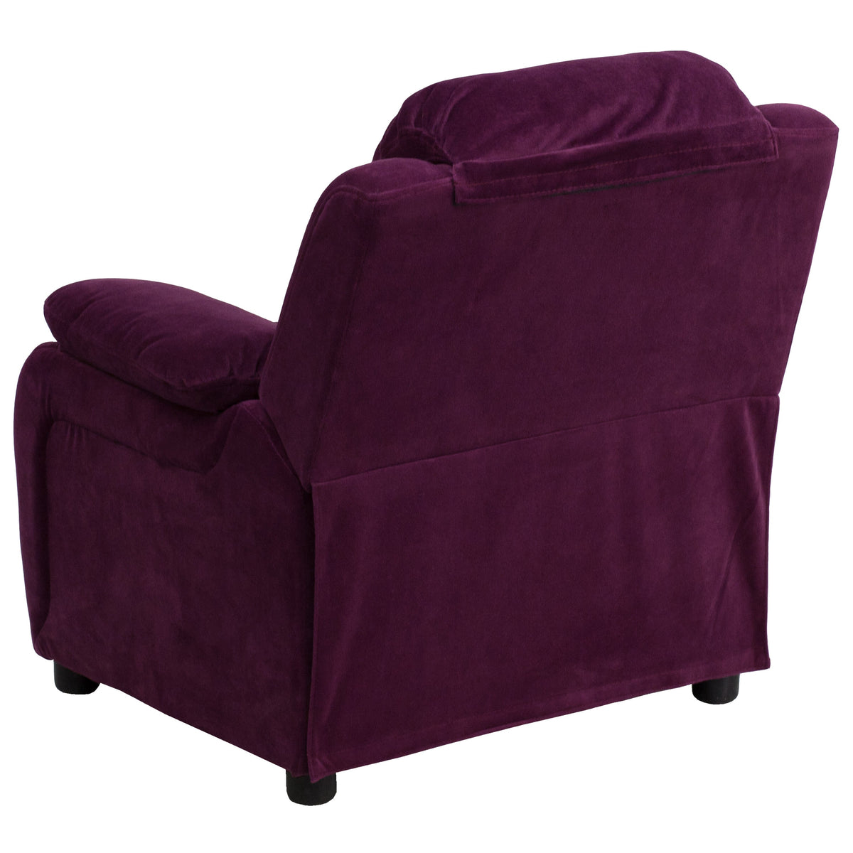 Purple Microfiber |#| Deluxe Padded Contemporary Purple Microfiber Kids Recliner with Storage Arms